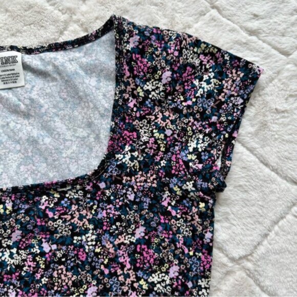 Victoria's Secret PINK | "Ditsy Floral" Short Sleeve Thong Bodysuit | Size Large - Picture 6 of 15